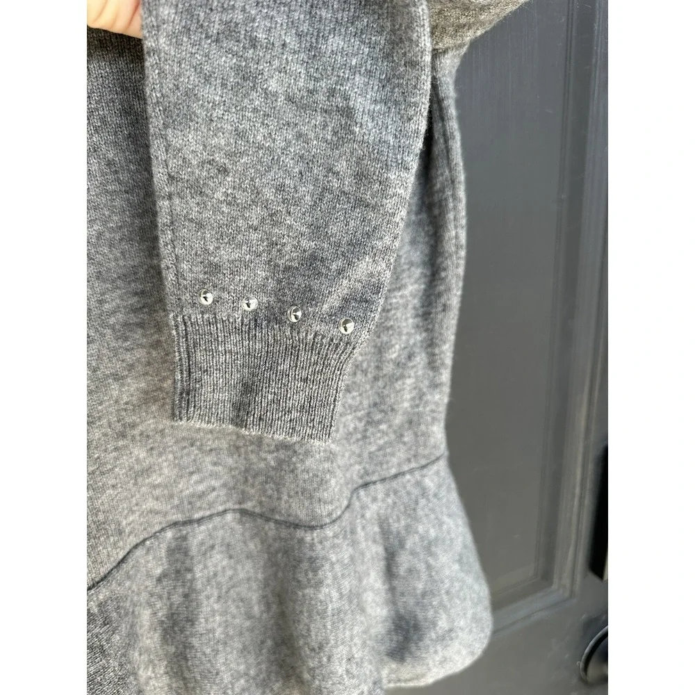 Autumn Cashmere Kids Studded Peplum Sweater‎ Coin Silver Gray Size 12 NWT